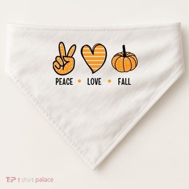 Peace Love Fall Cute Autumn USA-Made Doggie Bandana