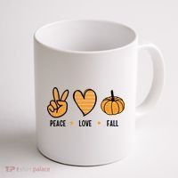 Peace Love Fall Cute Autumn Coffee Mug thumb 1