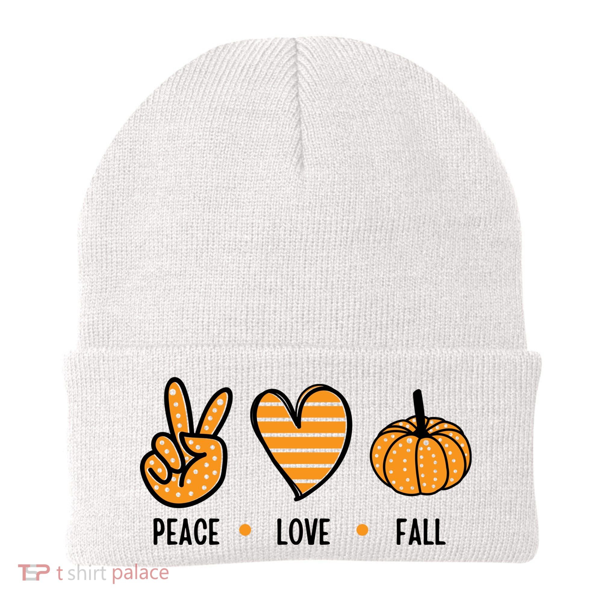 Peace Love Fall Cute Autumn Beanie
