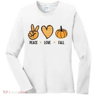 Peace Love Fall Cute Autumn Women's Long Sleeve Shirt thumb 0