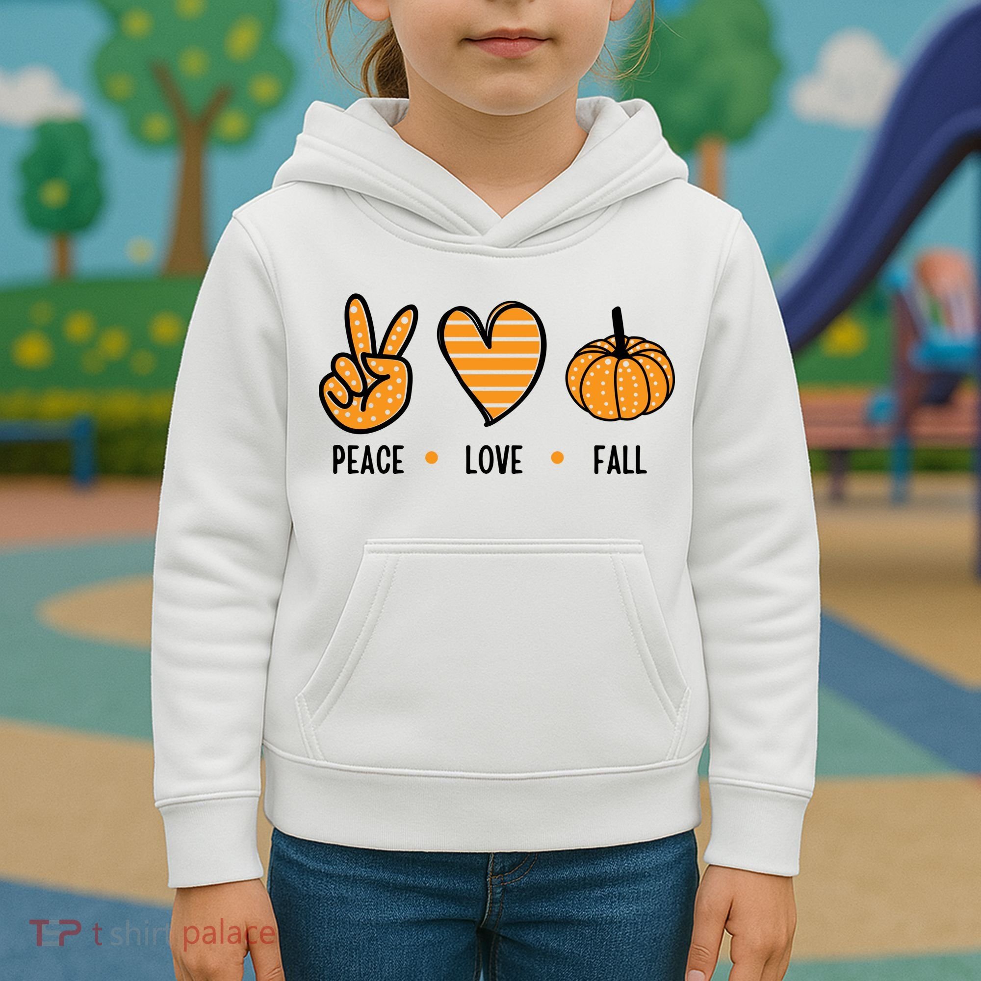 Peace Love Fall Cute Autumn Kids Hoodie