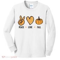 Peace Love Fall Cute Autumn Kids Long Sleeve Shirt thumb 0