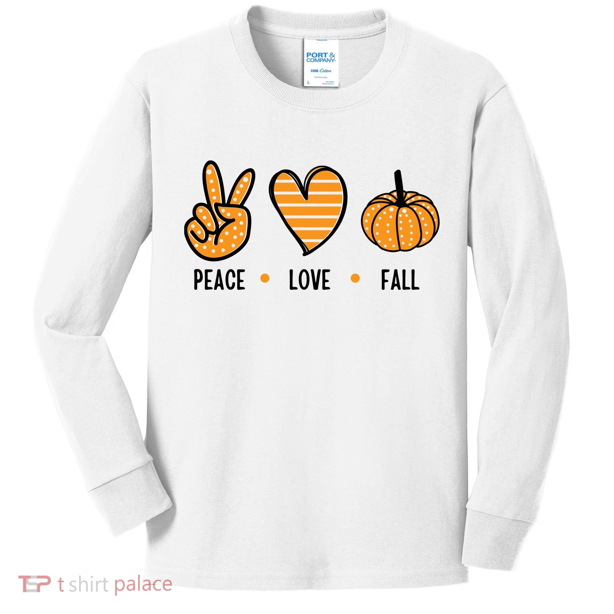 Peace Love Fall Cute Autumn Kids Long Sleeve Shirt