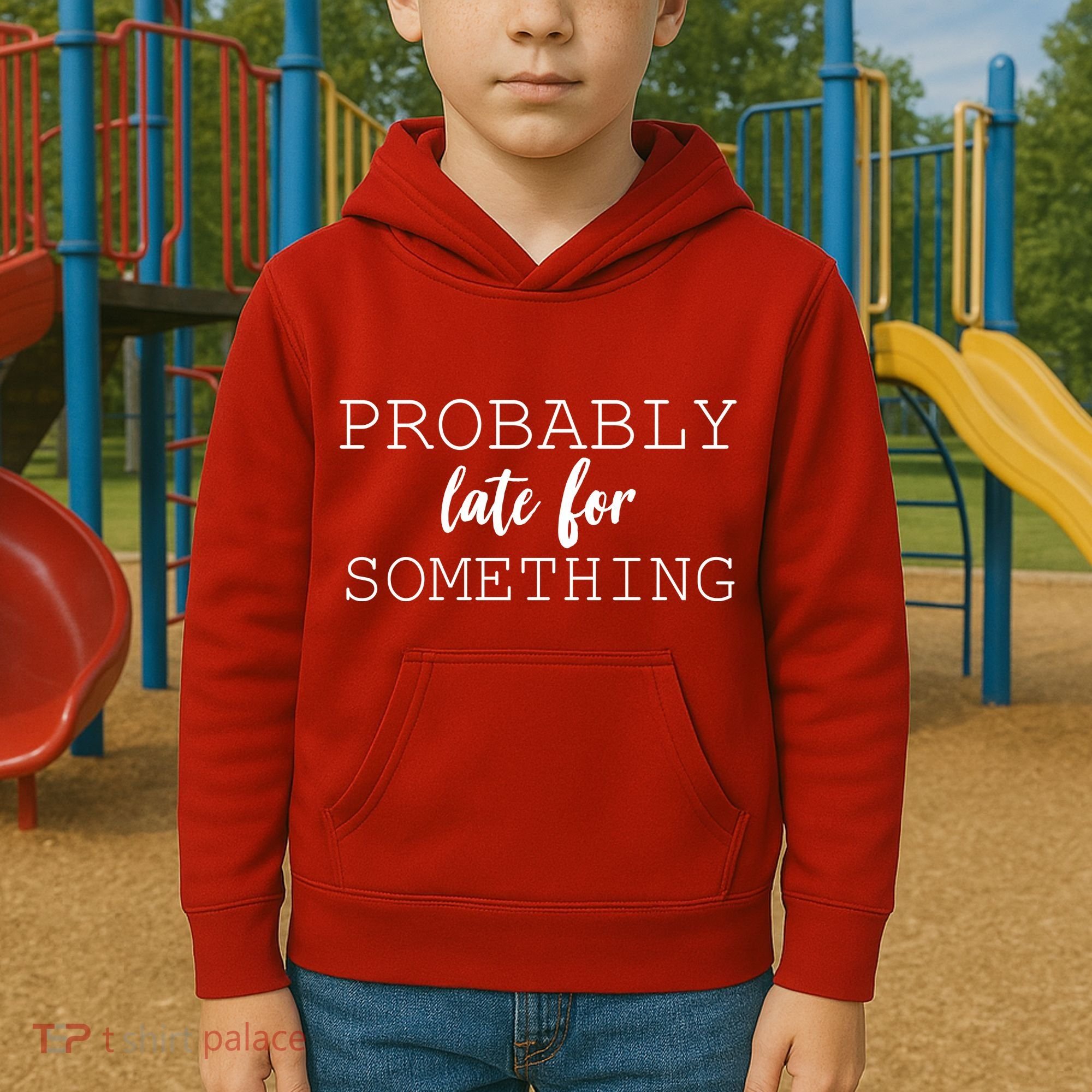 Probably Late For Something Kids Hoodie