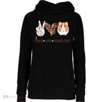 Peace Love Guinea Pigs Gift For Guinea Pigs Lover Womens Funnel Neck Pullover Hood thumb 0