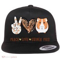 Peace Love Guinea Pigs Gift For Guinea Pigs Lover Flat Bill Trucker Hat thumb 0