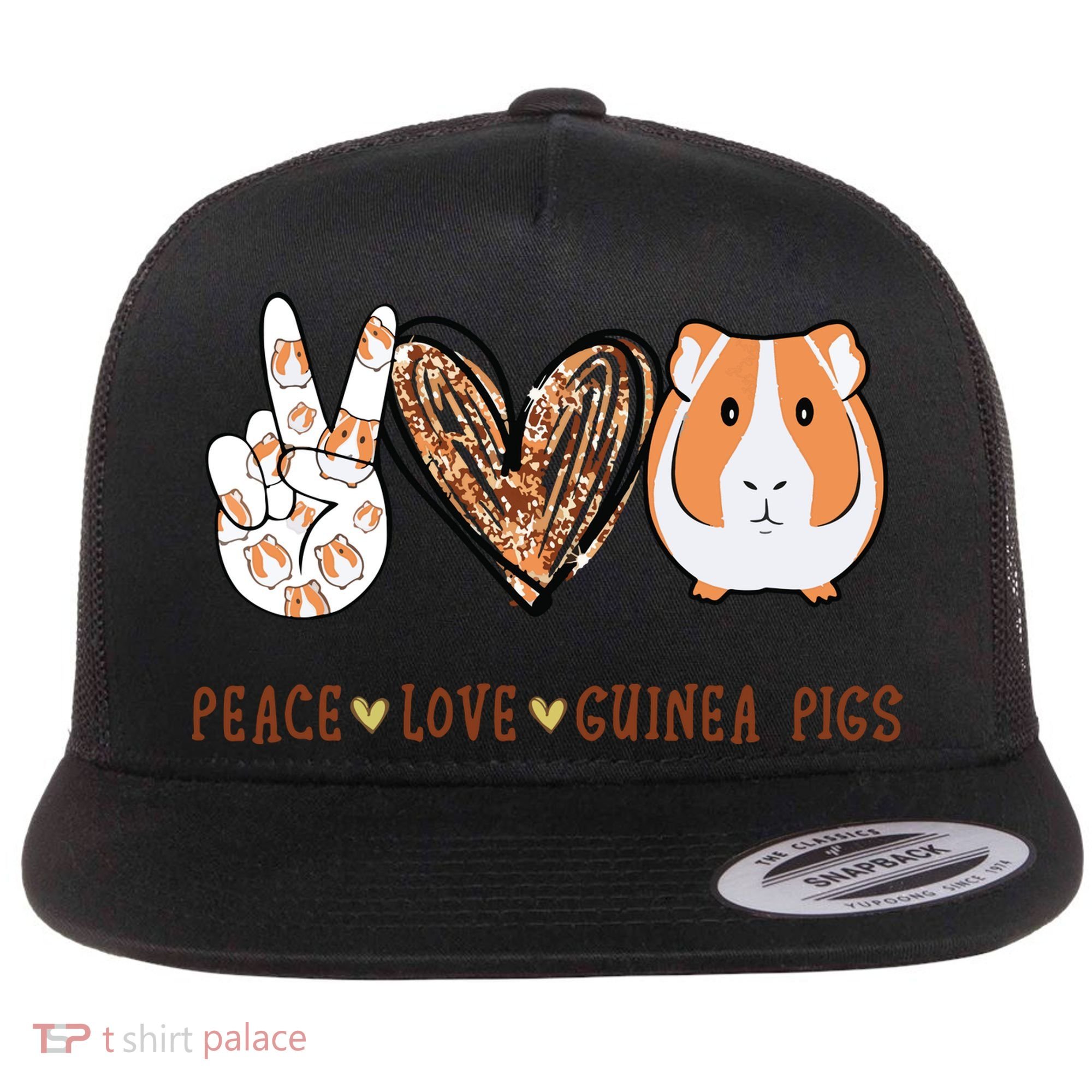 Peace Love Guinea Pigs Gift For Guinea Pigs Lover Flat Bill Trucker Hat