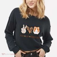 Peace Love Guinea Pigs Gift For Guinea Pigs Lover Cropped Pullover Crew thumb 2