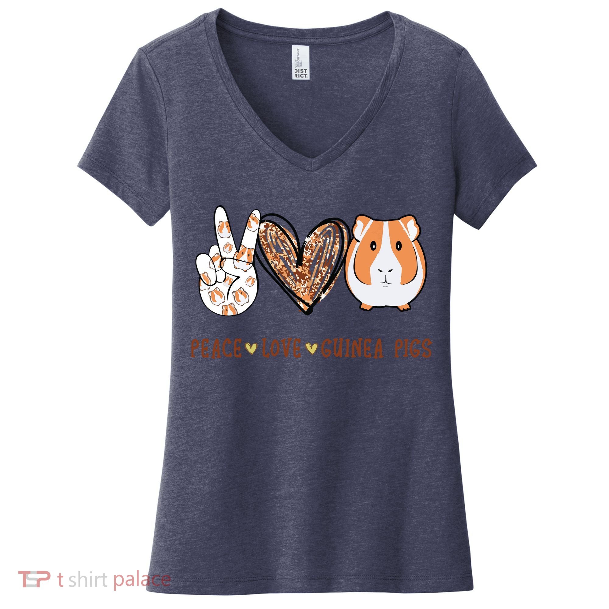 Peace Love Guinea Pigs Gift For Guinea Pigs Lover Women's V-Neck T-Shirt