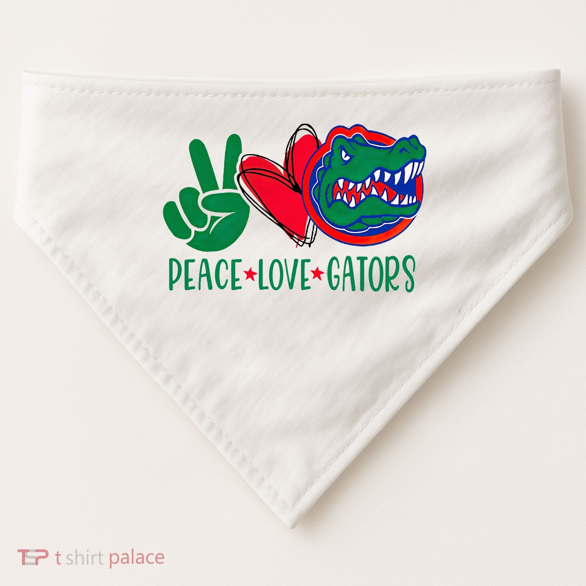 Peace Love Gator Cute Costume Animal Lover Alligator USA-Made Doggie Bandana
