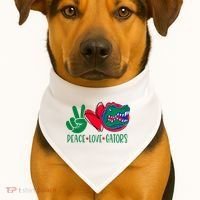 Peace Love Gator Cute Costume Animal Lover Alligator USA-Made Doggie Bandana thumb 1