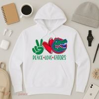 Peace Love Gator Cute Costume Animal Lover Alligator Hoodie thumb 3
