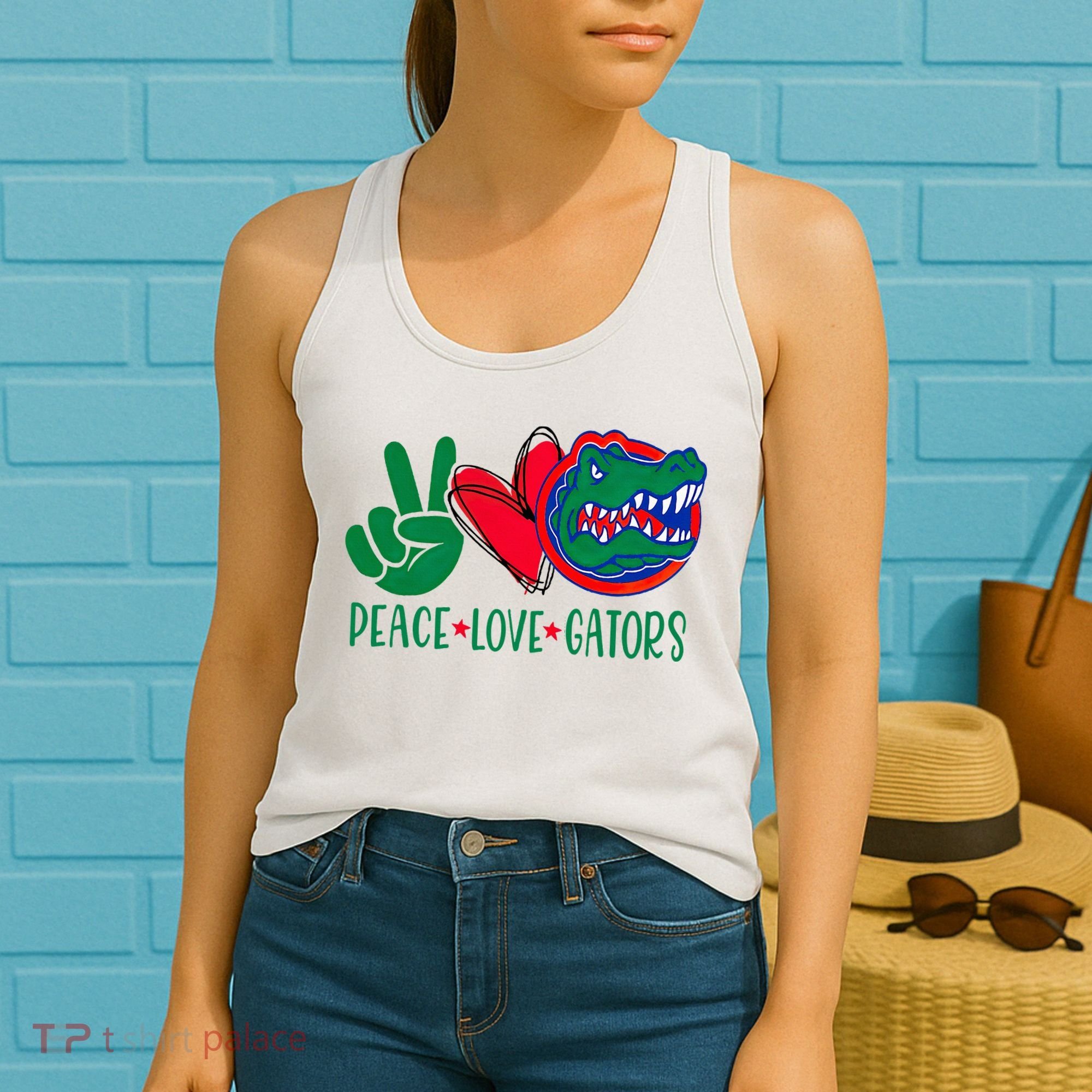 Peace Love Gator Cute Costume Animal Lover Alligator Women's Tank Top