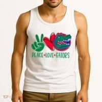 Peace Love Gator Cute Costume Animal Lover Alligator Tank Top thumb 3