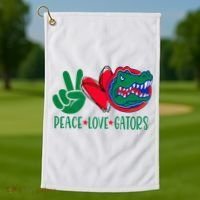 Peace Love Gator Cute Costume Animal Lover Alligator Golf Towel thumb 1