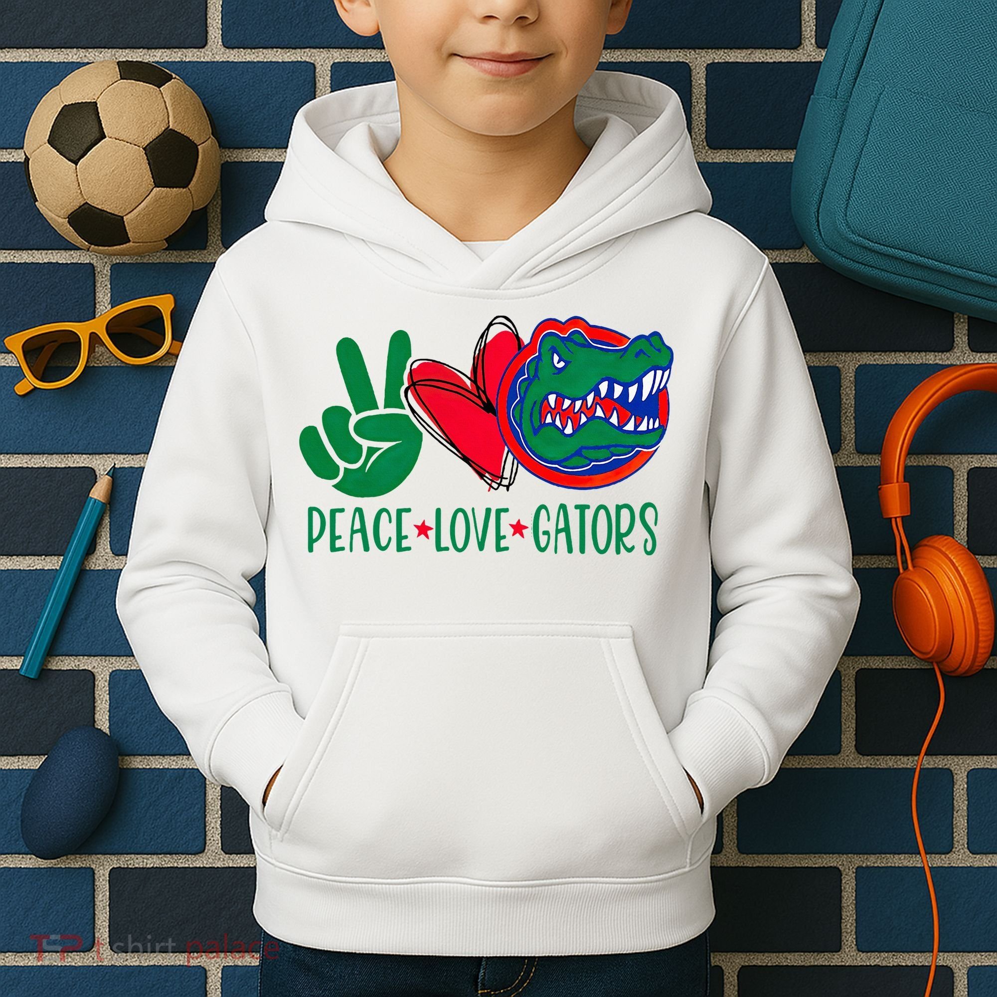 Peace Love Gator Cute Costume Animal Lover Alligator Kids Hoodie
