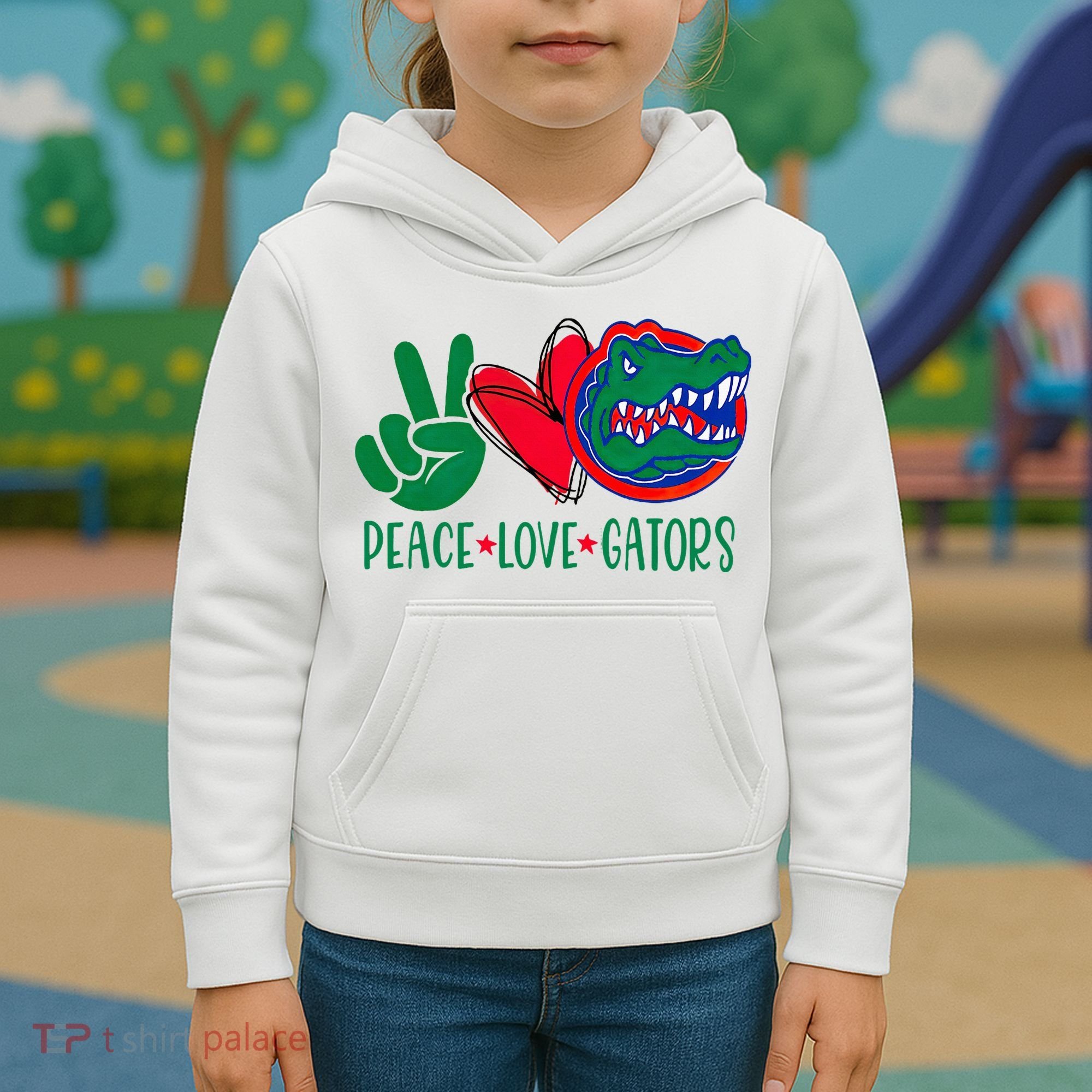Peace Love Gator Cute Costume Animal Lover Alligator Kids Hoodie