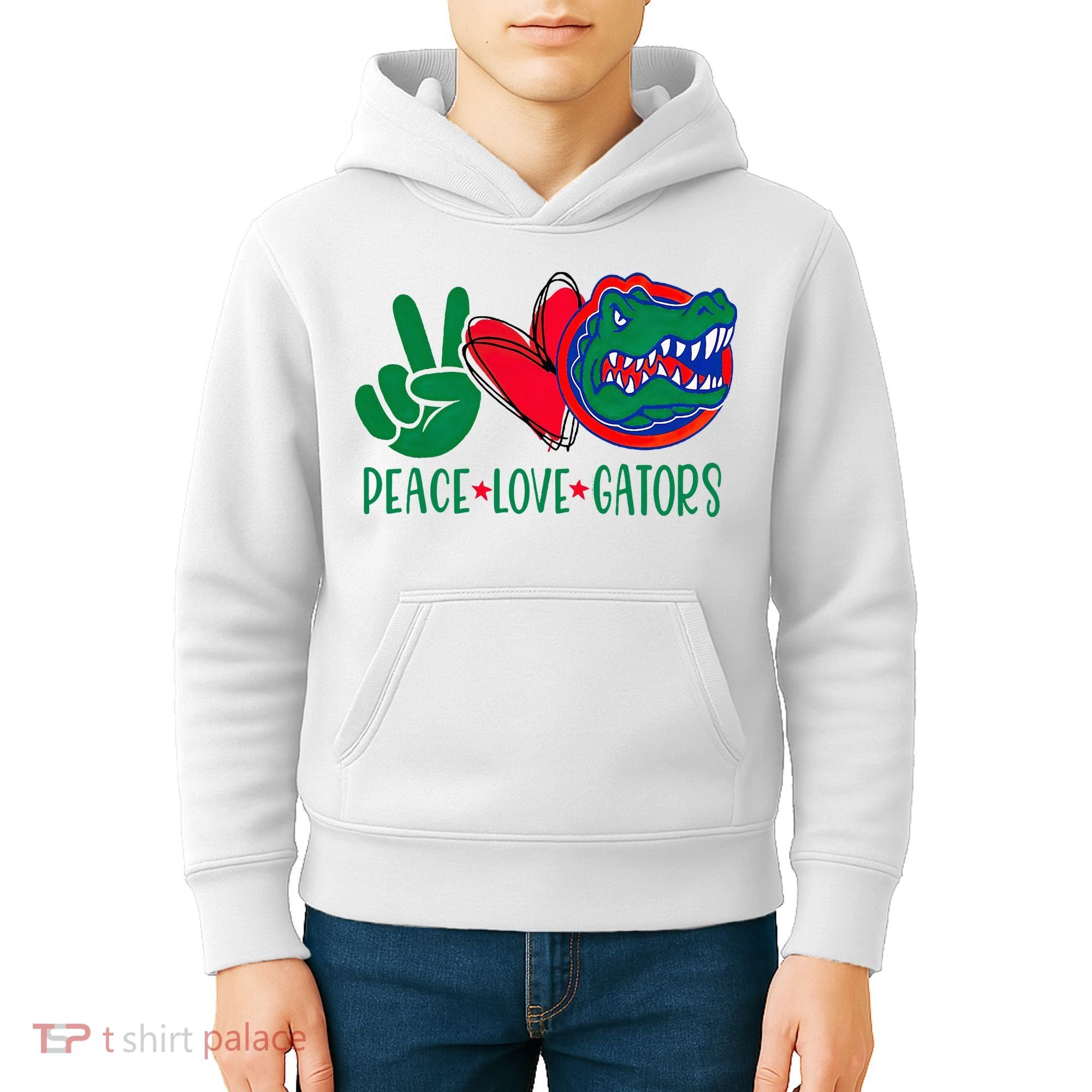 Peace Love Gator Cute Costume Animal Lover Alligator Kids Hoodie