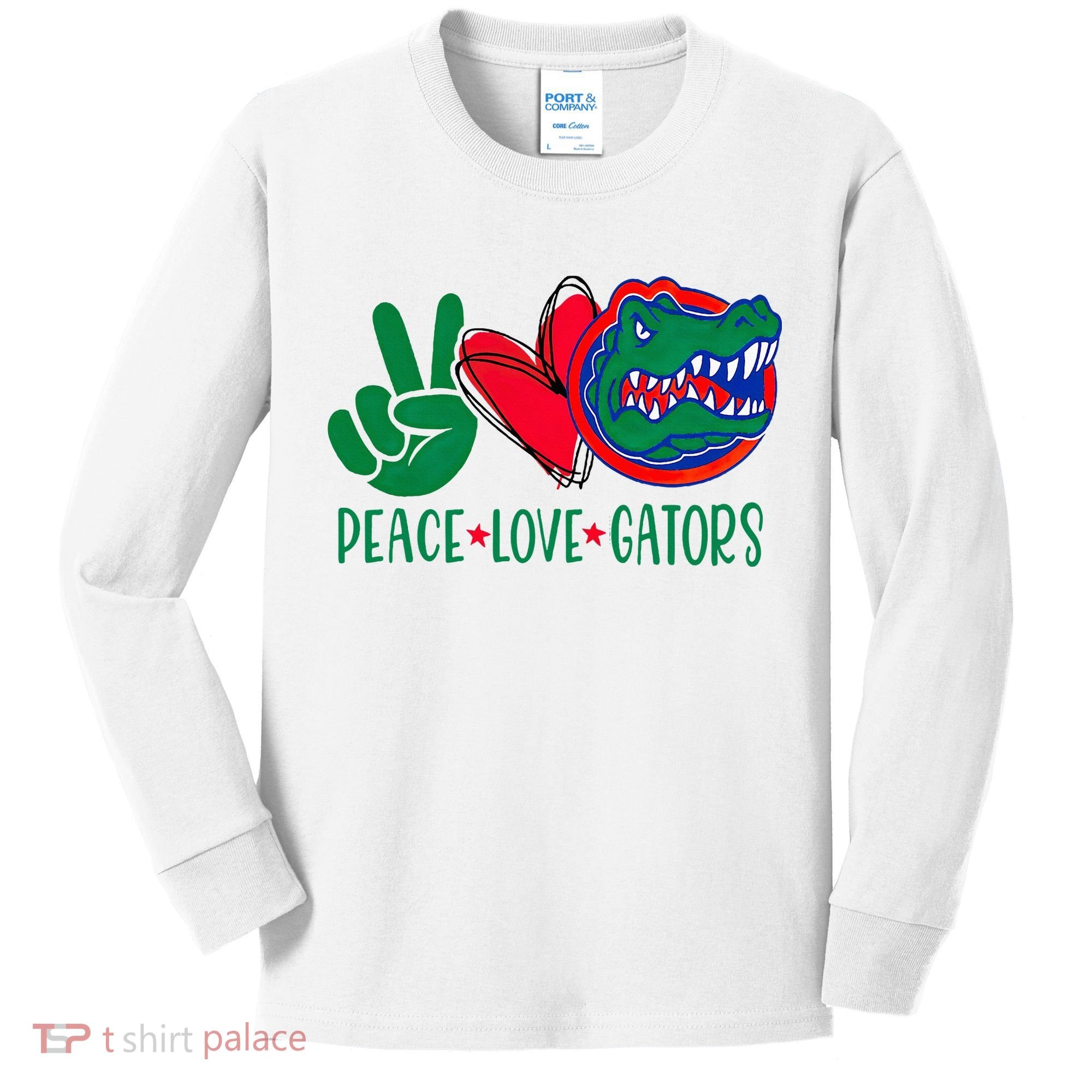 Peace Love Gator Cute Costume Animal Lover Alligator Kids Long Sleeve Shirt