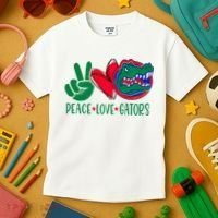Peace Love Gator Cute Costume Animal Lover Alligator Kids T-Shirt thumb 3