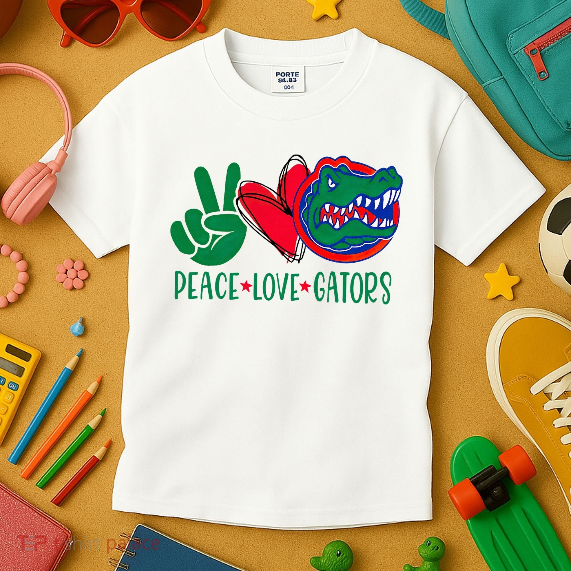 Peace Love Gator Cute Costume Animal Lover Alligator Kids T-Shirt