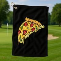 Pizza Lovers, Greasy Slice Of Pizza Golf Towel thumb 1