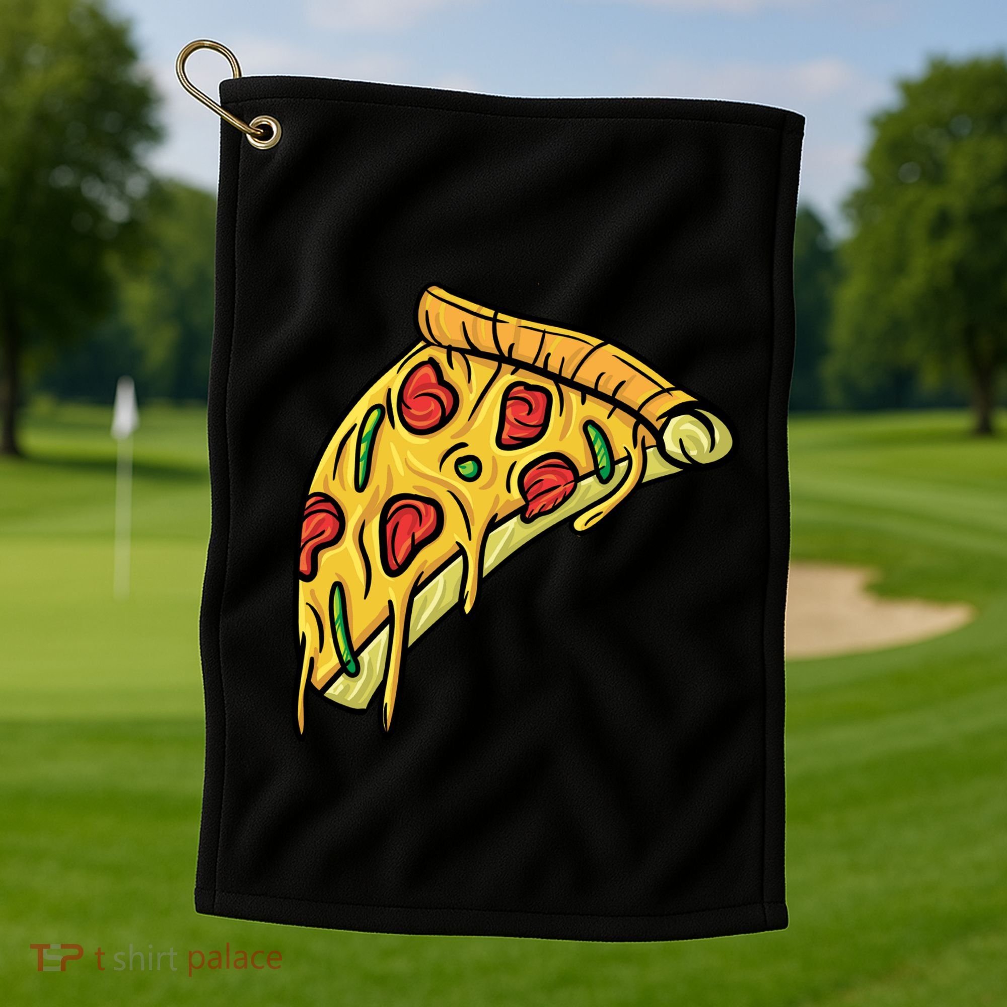 Pizza Lovers, Greasy Slice Of Pizza Golf Towel