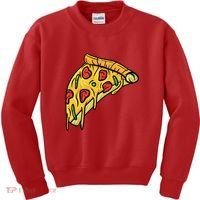 Pizza Lovers, Greasy Slice Of Pizza Kids Sweatshirt thumb 0