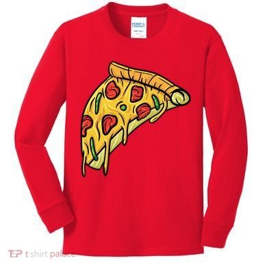 Pizza Lovers, Greasy Slice Of Pizza Kids Long Sleeve Shirt