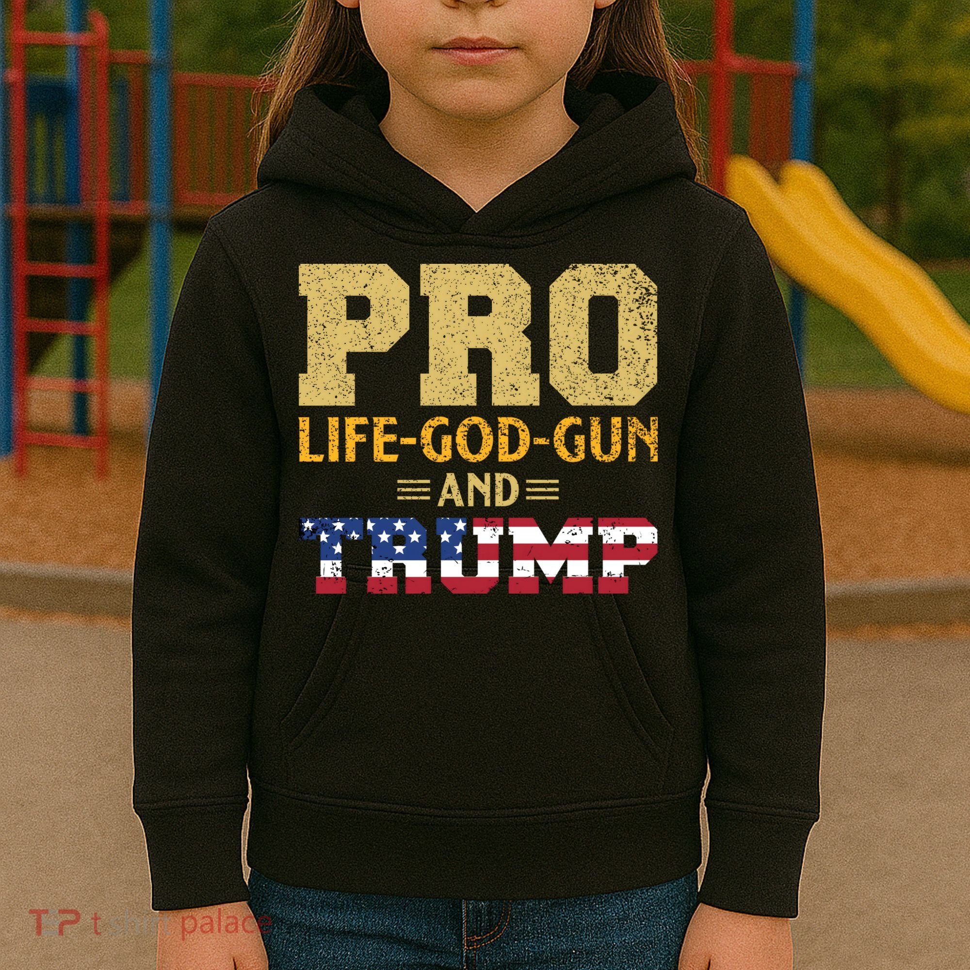 Pro Life God Gun And Trump Kids Hoodie