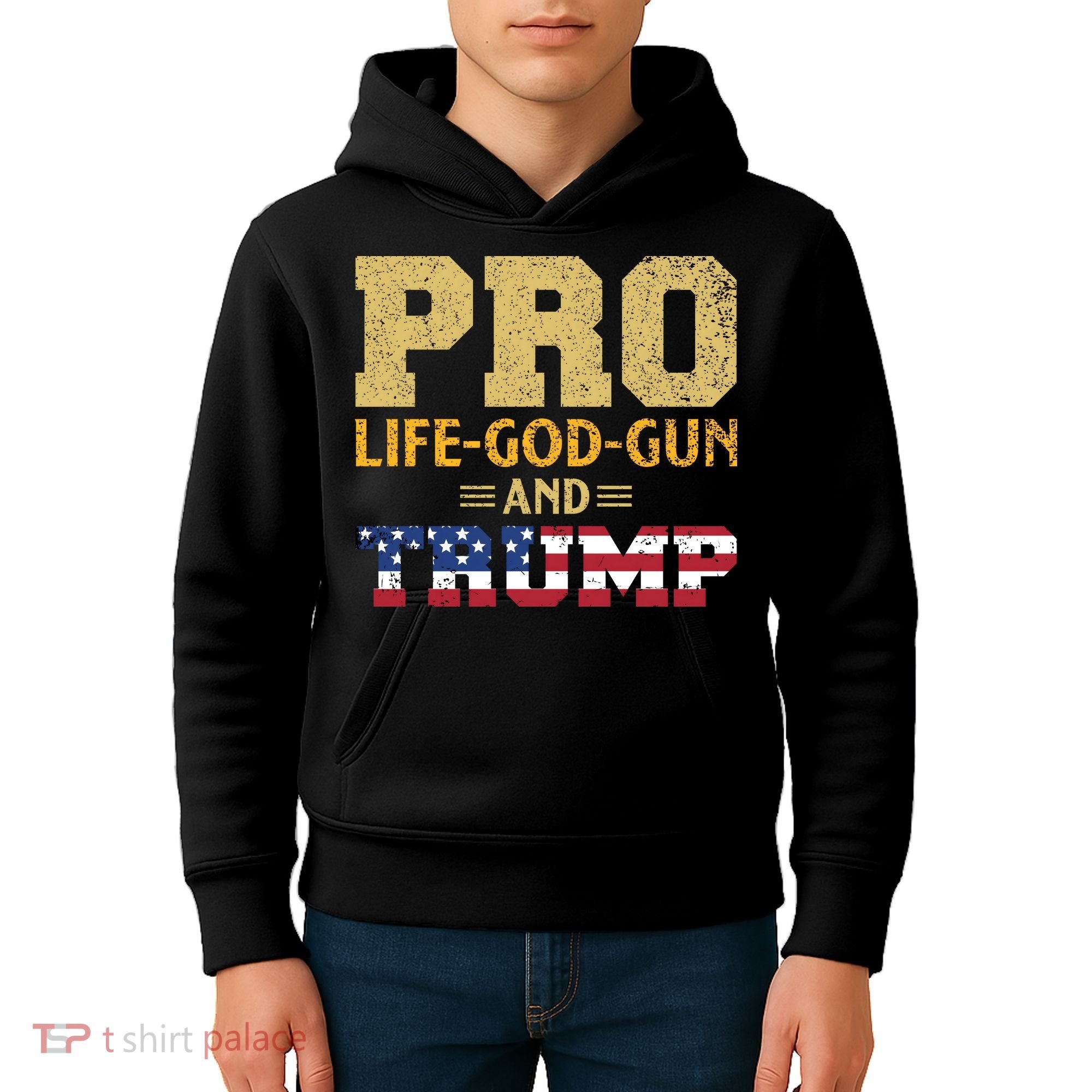 Pro Life God Gun And Trump Kids Hoodie
