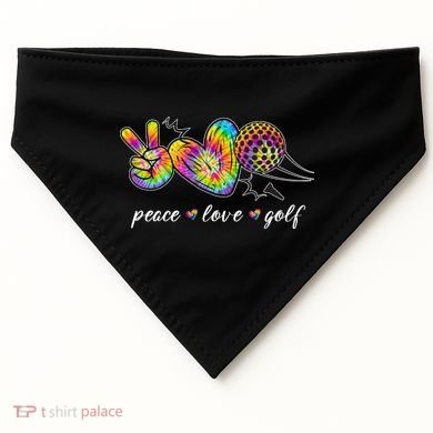 Peace Love Golf Rainbow Gift USA-Made Doggie Bandana