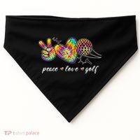 Peace Love Golf Rainbow Gift USA-Made Doggie Bandana thumb 0