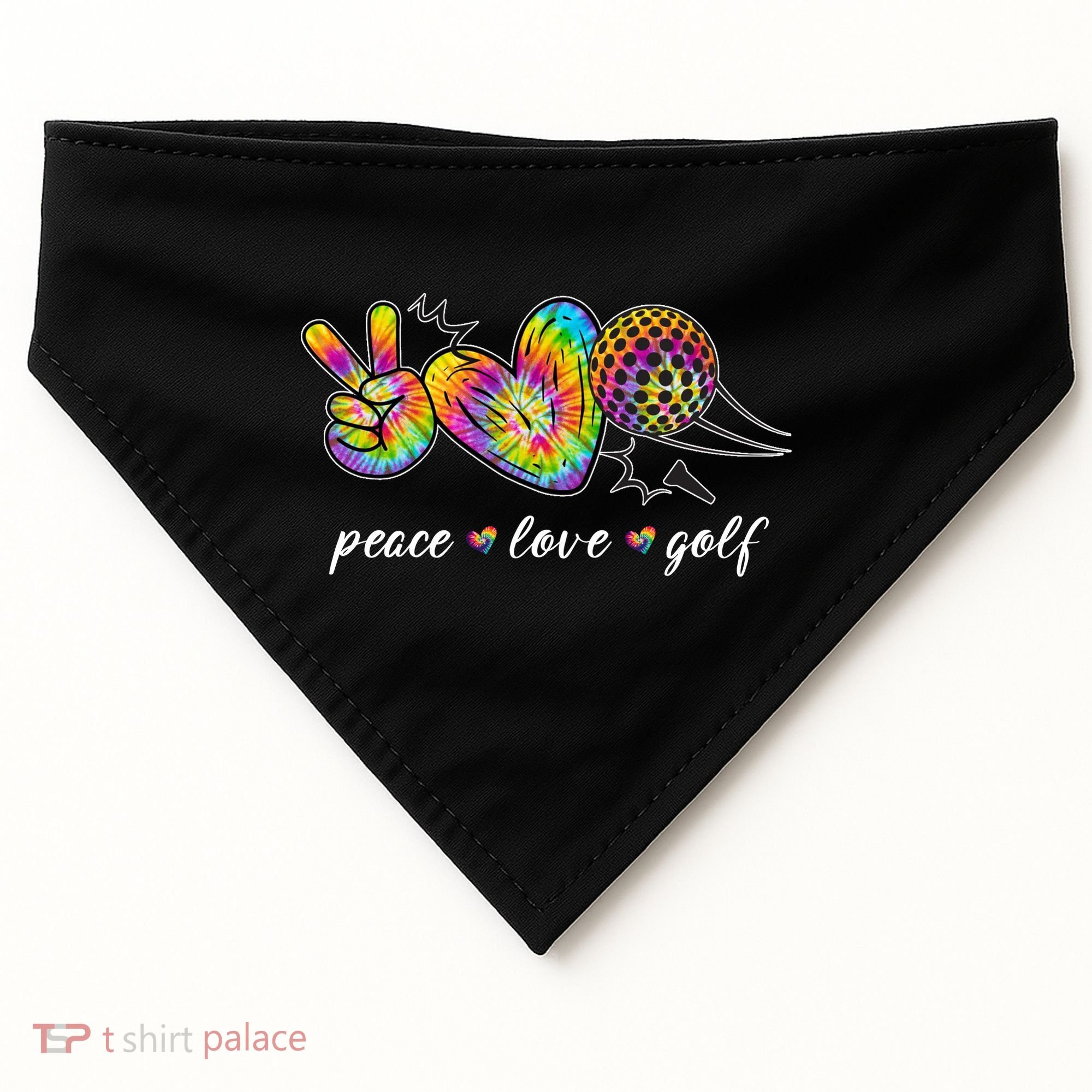 Peace Love Golf Rainbow Gift USA-Made Doggie Bandana