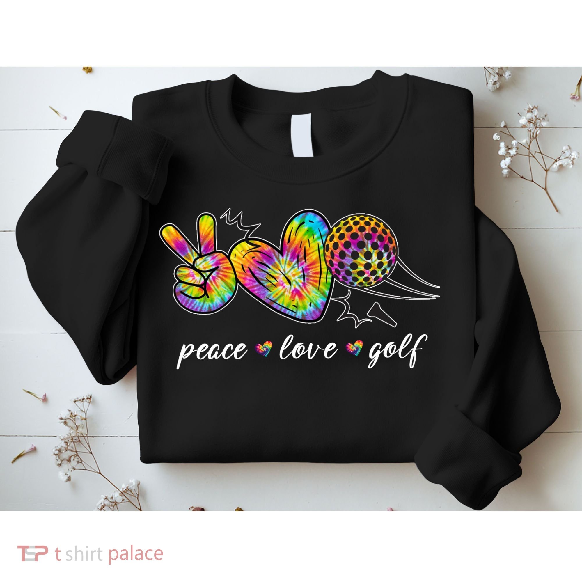Peace Love Golf Rainbow Gift Sweatshirt