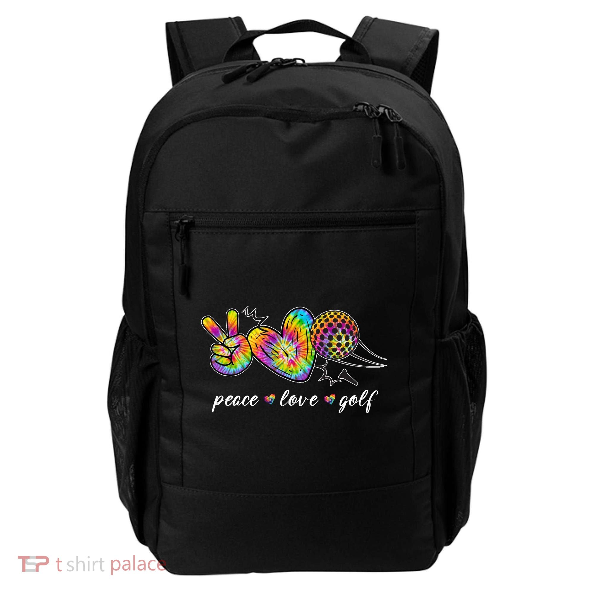 Peace Love Golf Rainbow Gift Backpack