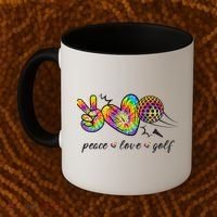 Peace Love Golf Rainbow Gift Coffee Mug thumb 2