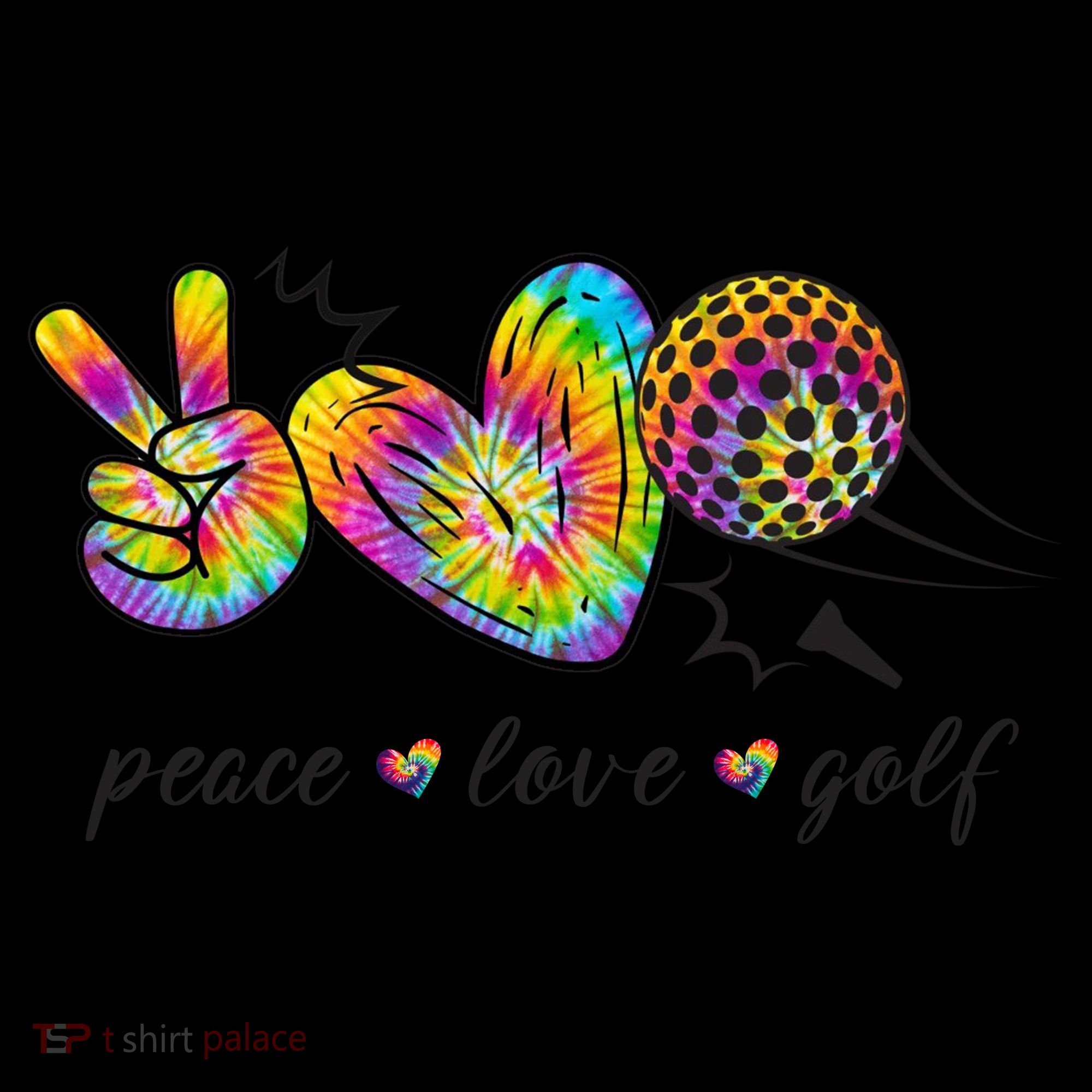 Peace Love Golf Rainbow Gift Coffee Mug