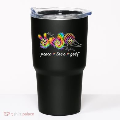 Peace Love Golf Rainbow Gift Tumbler