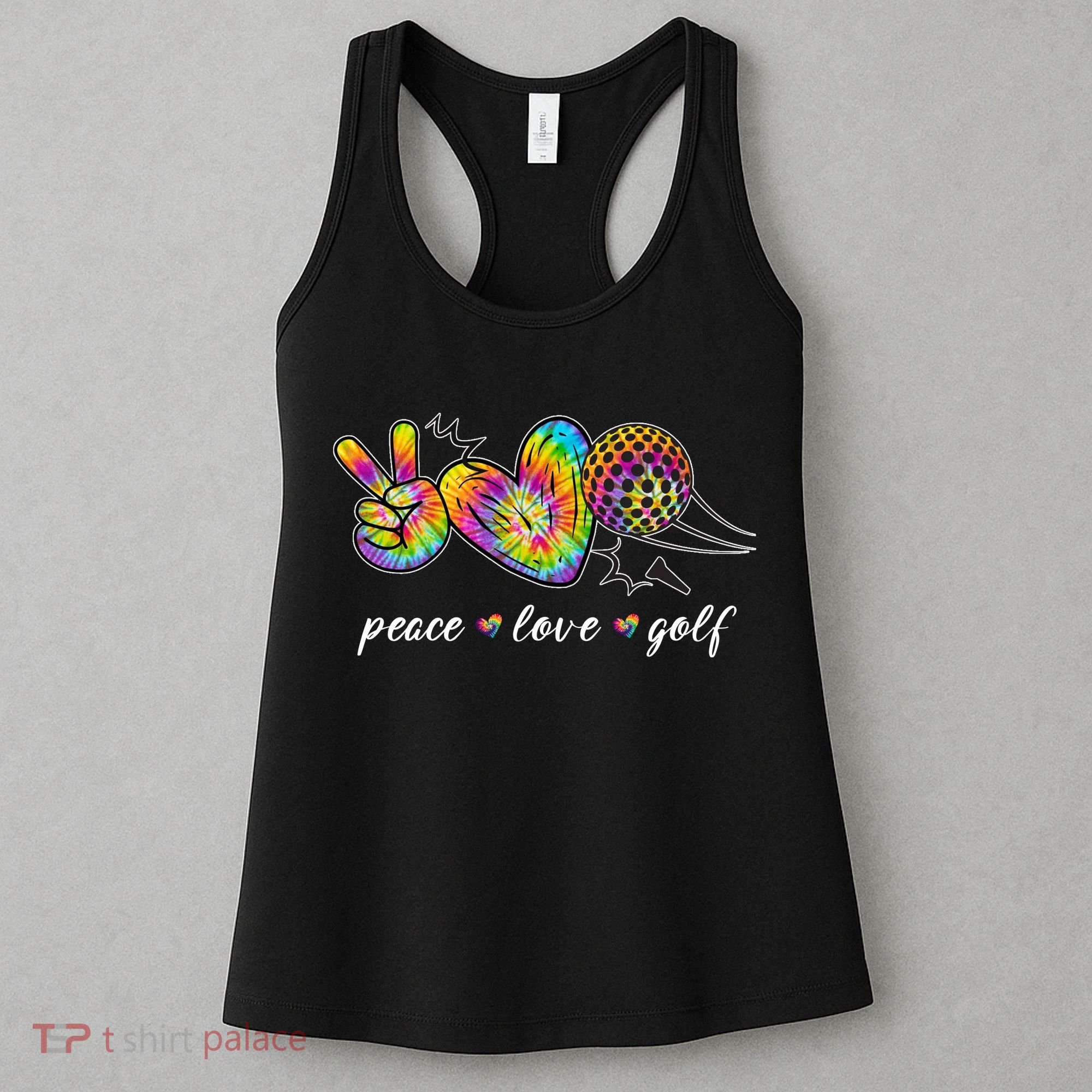 Peace Love Golf Rainbow Gift Women's Tank Top