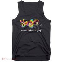 Peace Love Golf Rainbow Gift Tank Top thumb 0