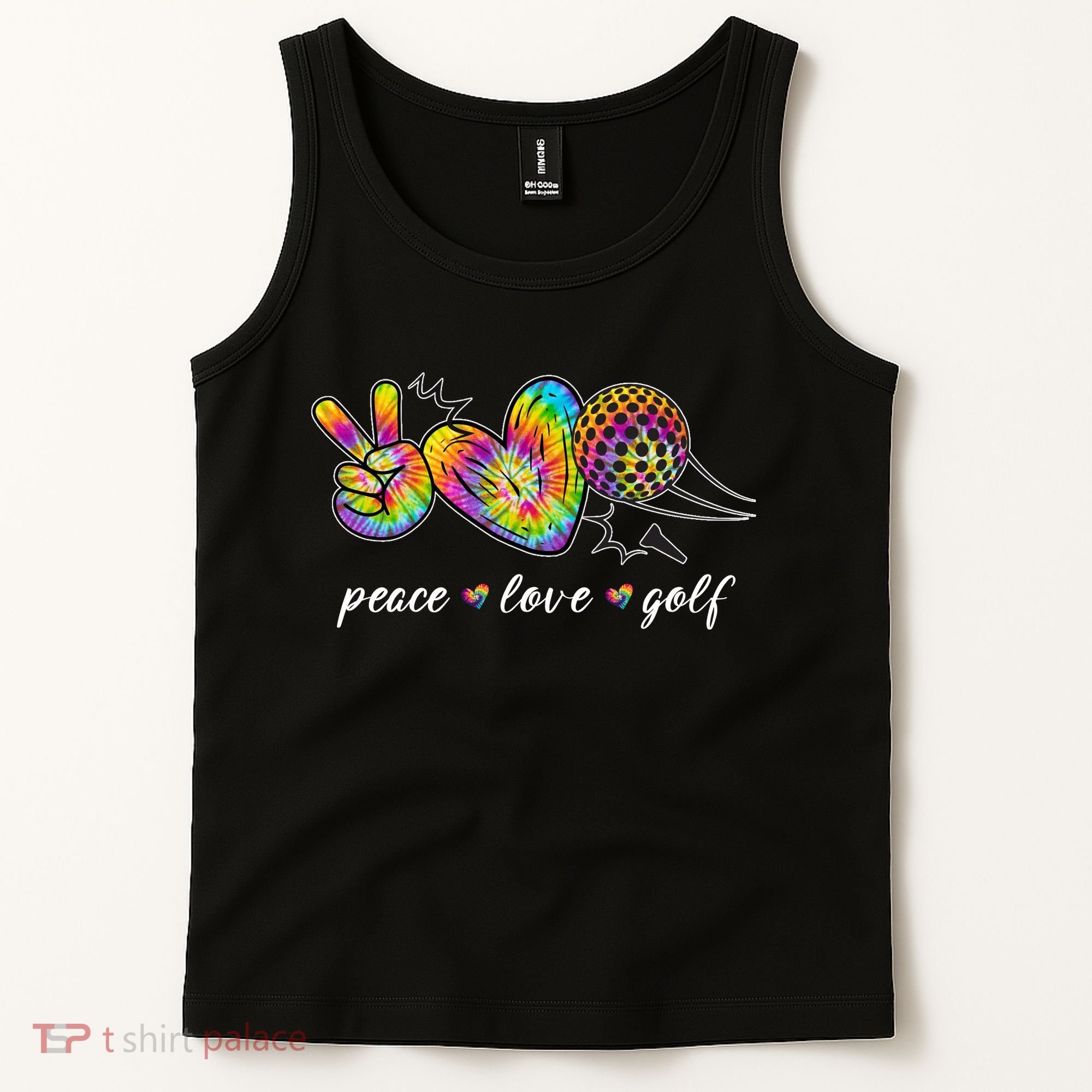 Peace Love Golf Rainbow Gift Tank Top