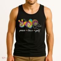 Peace Love Golf Rainbow Gift Tank Top thumb 3