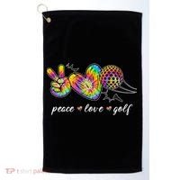 Peace Love Golf Rainbow Gift Golf Towel thumb 0