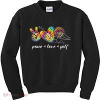 Peace Love Golf Rainbow Gift Kids Sweatshirt thumb 0