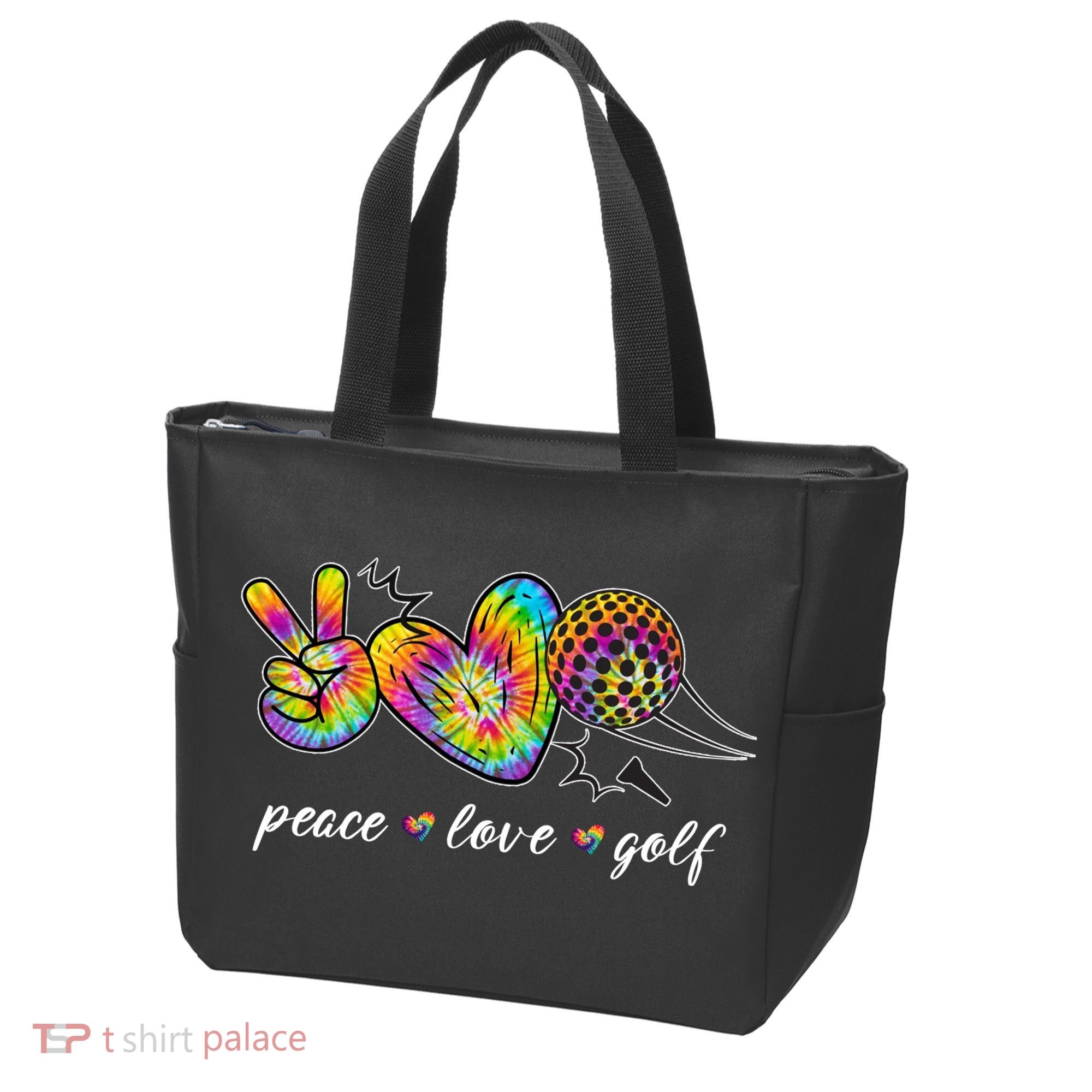 Peace Love Golf Rainbow Gift Tote Bag
