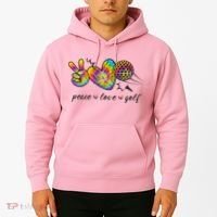 Peace Love Golf Rainbow Gift Hoodie thumb 2
