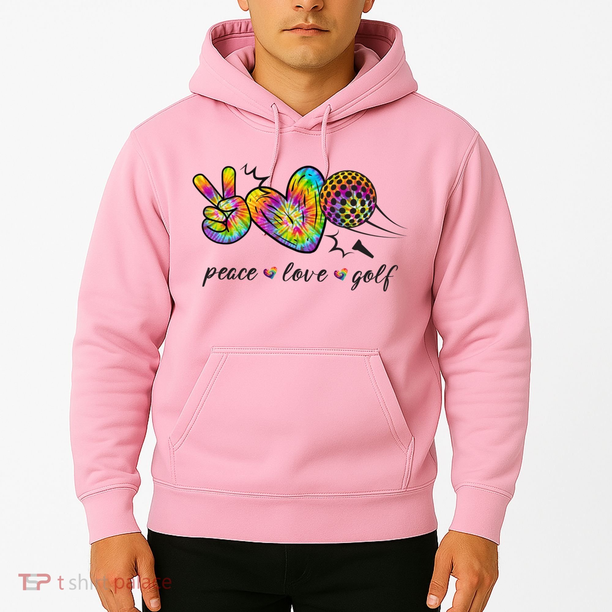Peace Love Golf Rainbow Gift Hoodie
