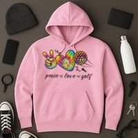 Peace Love Golf Rainbow Gift Hoodie thumb 3