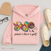 Peace Love Golf Rainbow Gift Hoodie thumb 4